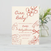 Ciao Baby Shower Invitation: Hand Drawn Italian In 招待状 (スタンド正面)