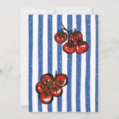 Ciao baby tomato blue stripes Italian baby shower 招待状 (裏面)