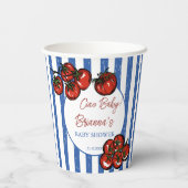 Ciao baby tomato blue stripes Italian baby shower 紙コップ (裏面)