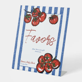 Ciao baby tomato Italian baby shower favors table 台座サイン