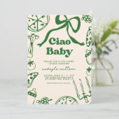 Ciao Baby Whimsical Italian Pizza Baby Shower 招待状 (スタンド正面)