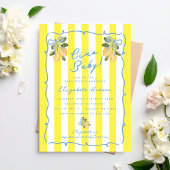 Ciao Baby Yellow Stripe Blue Lemon Baby Shower 招待状
