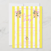 Ciao Baby Yellow Stripe Lemon Baby Shower 招待状 (正面)