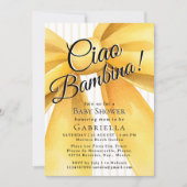 Ciao Bambina 水彩黄色のリボン ベビーシャワー 招待状 (正面)