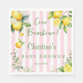 Ciao Bambina Baby Shower Pink Citrus Lemon スタンダードランチョンナプキン (正面)