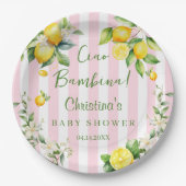 Ciao Bambina Baby Shower Pink Lemon Paper Plate ペーパープレート (正面)