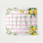 Ciao Bambina Baby Shower Pink Lemons Backdrop タペストリー (正面(横))