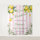 Ciao Bambina Baby Shower Pink Lemons Backdrop タペストリー (正面)