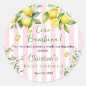Ciao Bambina Baby Shower Thank you  ラウンドシール (正面)