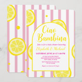 Ciao Bambina Pink and White Baby Shower Invitation 招待状 (正面/裏面)