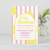 Ciao Bambina Pink and White Baby Shower Invitation 招待状 (スタンド正面)