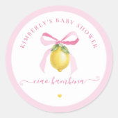 Ciao Bambina Pink Lemon Baby Shower Stickers ラウンドシール (正面)