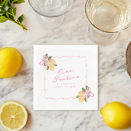 Ciao Bambina Pink Ribbon Yellow Lemon Baby Shower スタンダードランチョンナプキン
