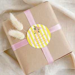 Ciao Bambina Pink Ribbon Yellow Lemon Baby Shower ラウンドシール