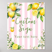 Ciao Bambina Pink Stripe Lemon Custom Sign Poster ポスター (正面)