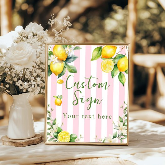 Ciao Bambina Pink Stripe Lemon Custom Sign Poster ポスター