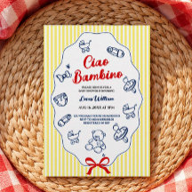 Ciao bambino イエロー ベビーシャワー招待状