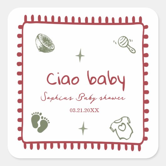 ciao bambino ドゥードル ベビー 妊娠 ステッカー (正面)