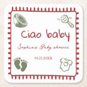 ciao bambino ドゥードル 赤ちゃん 妊娠 スクエアペーパーコースター (正面)