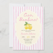 Ciao Bambino ピンクレモンベビーシャワー招待状 招待状 (正面)