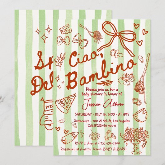 Ciao Bambino Baby Shower Invitation 招待状 (正面/裏面)