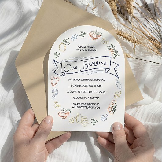 Ciao Bambino Italian Baby Shower Invitation 招待状