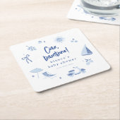 Ciao Bambino Italian Blue Boy Baby Shower スクエアペーパーコースター (アングル)