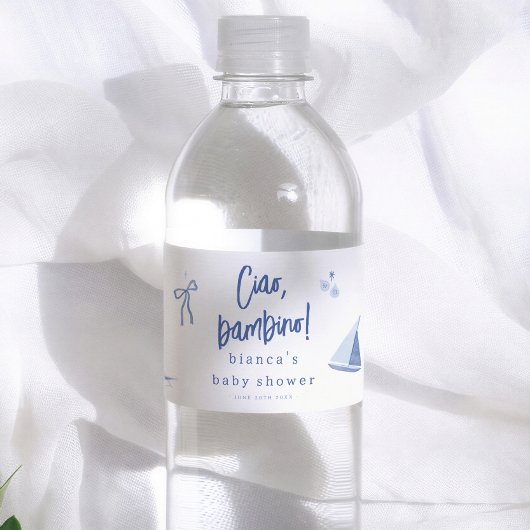 Ciao Bambino Italian Blue Boy Baby Shower ペットボトルラベル