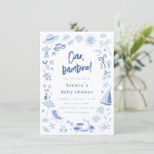 Ciao Bambino Italian Blue Boy Baby Shower 招待状 (スタンド正面)