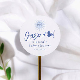 Ciao Bambino Italian Boy Baby Shower Thank You ラウンドシール