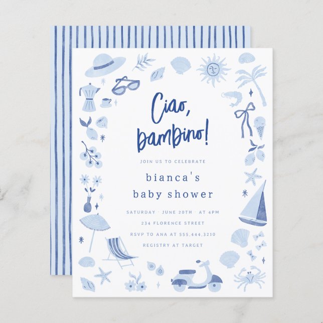 Ciao Bambino Italian Budget Boy Baby Shower (正面/裏面)