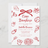 Ciao Bambino Italian Hand drawn Pizza Baby shower 招待状 (正面)