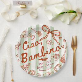 Ciao Bambino Olive Green ペーパープレート