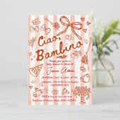 Ciao Bambino Red Baby Shower 招待状 (スタンド正面)