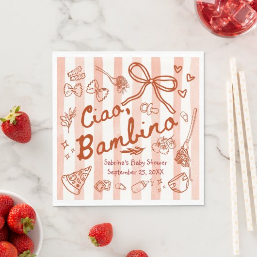 Ciao Bambino Red Color Paper Napkin スタンダードランチョンナプキン (インサイチュ)