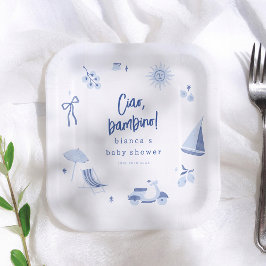 Ciao Bambino Summer Blue Boy Baby Shower ペーパープレート