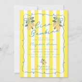 Ciao Bambino Yellow Stripe Blue Lemon Baby Shower 招待状 (正面)