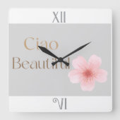 Ciao Beautiful エレガントな花のギフト スクエア壁時計 (正面)