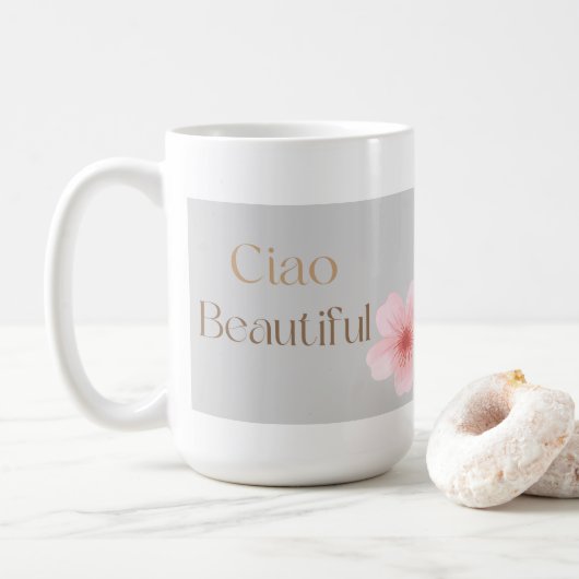 Ciao Beautiful, Elegant Floral Gift  コーヒーマグカップ (ドーナツ)