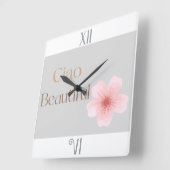 Ciao Beautiful, Elegant Floral Gift  スクエア壁時計 (傾斜)