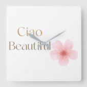 Ciao Beautiful, Elegant Floral Gift スクエア壁時計 (正面)