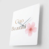 Ciao Beautiful, Elegant Floral Gift スクエア壁時計 (傾斜)