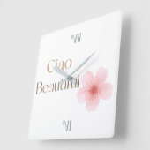 Ciao Beautiful, Elegant Floral Gift スクエア壁時計 (傾斜)