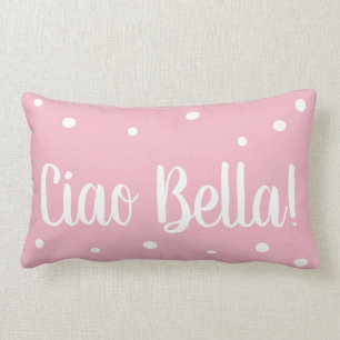 Ciao Bellaのピンクの水玉模様の枕 ランバークッション