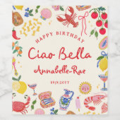 Ciao Bella イタリア 誕生日 名前入り ワインラベル (シングルラベル)