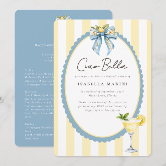 Ciao Bella Bachelorette Weekend Invitation 招待状 (正面/裏面)