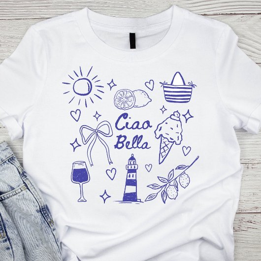 Ciao Bella Blue Coquette Bow Italian Summer Tシャツ