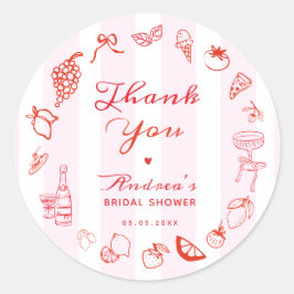 Ciao Bella Hand Drawn Bridal Shower Thank You ラウンドシール