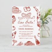 Ciao Bella Hand Drawn Italian Pizza Bridal Shower 招待状 (スタンド正面)