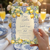 Ciao Bella Italian Blue Tiles & Lemon Baby Shower 招待状
